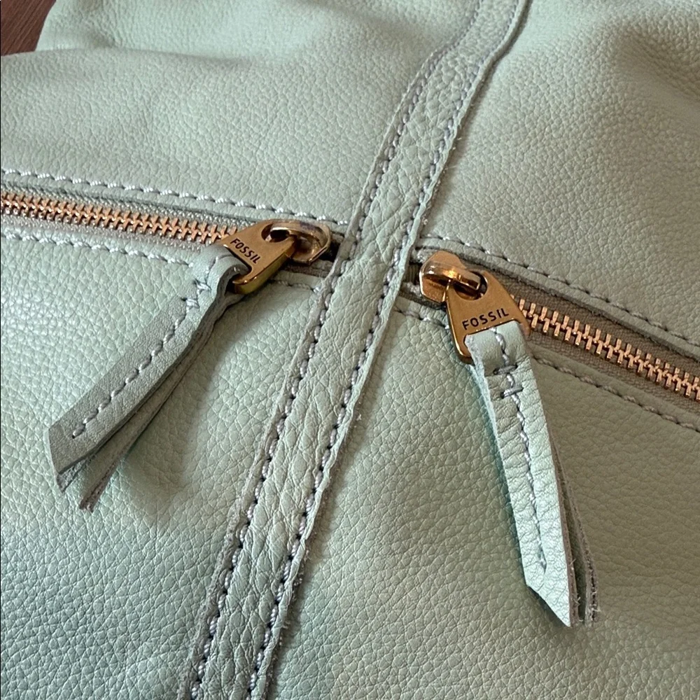 Mint Green Leather Purse Fossil gold trim crossbody bag women’s handbag